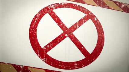 Obraz premium Grunge Red Forbidden Sign with Copy Space for Warning Messages and Prohibitions - Isolated Caution Seal Label for Safety and Awareness Notices