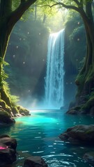Waterfall in the forest.Mobile Wallpaper. 