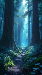 Scene in the forest.Mobile Wallpaper. 