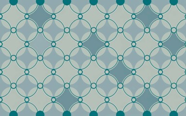Fototapeta premium Geometric teal pattern design. Elegant teal and grey circles create a calming, symmetrical design. Perfect for backgrounds or textile prints.