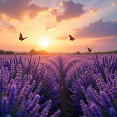 Sunset over the field