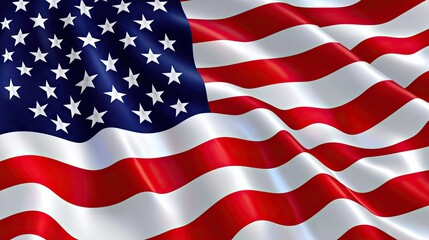 Waving American flag with vibrant red and white stripes and a blue canton adorned with white stars.
