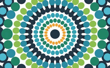 Circular mandala pattern design. Vibrant geometric artwork evokes connection and unity.  Colorful circles create a mesmerizing visual.