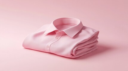 3D rendering of a folded shirt with fabric texture, isolated on a smooth pastel background
