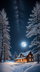 Naklejka premium winter landscape with christmas tree