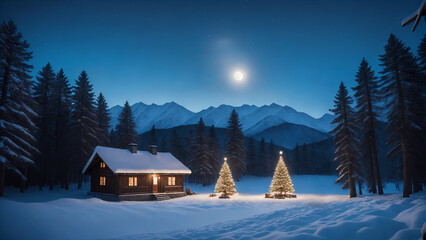 Fototapeta premium winter landscape with christmas tree