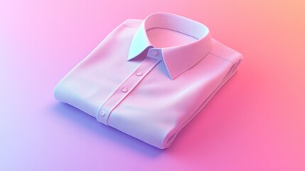 Clean 3D illustration of a folded shirt with collar, displayed on a soft gradient background