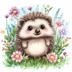 Cute Hedgehog Illustration for Woodland Nursery and Kids' Decor, generated ai