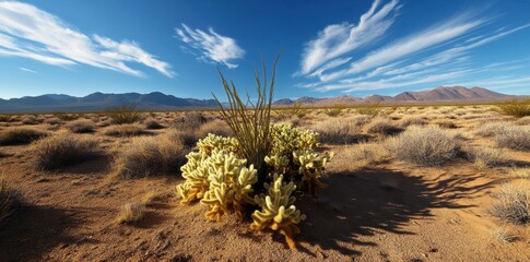 Intricate desert biome showcasing resilient flora and unique adaptations in a harsh environment.