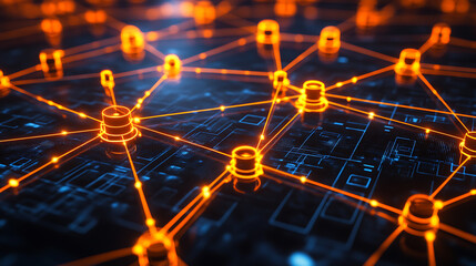 Blockchain technology revolution digital network data visualization cyber environment high-tech viewpoint trust building concept