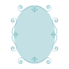 Oval-Shaped Text Frame with Side Ornaments, Isolated on White