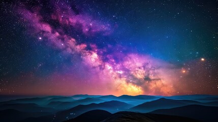 Obraz premium Colorful milkyway galaxy night stars landscape