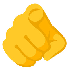 A hand with the index finger pointing straight forward at the person viewing the emoji