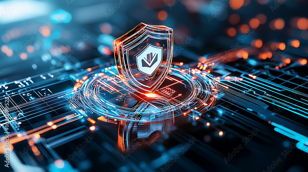 Poster enhancing trust in blockchain technology secure data management digital landscape graphic visualizat