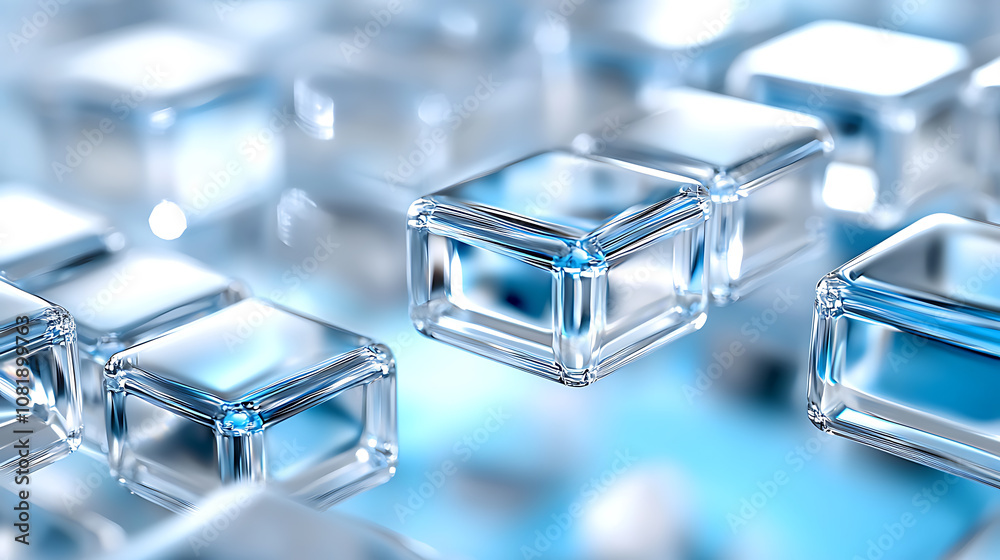 Poster exploring blockchain technology transparent blocks of trust in a digital environment