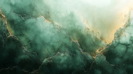 Abstract green and gold textured background resembling natural formations.