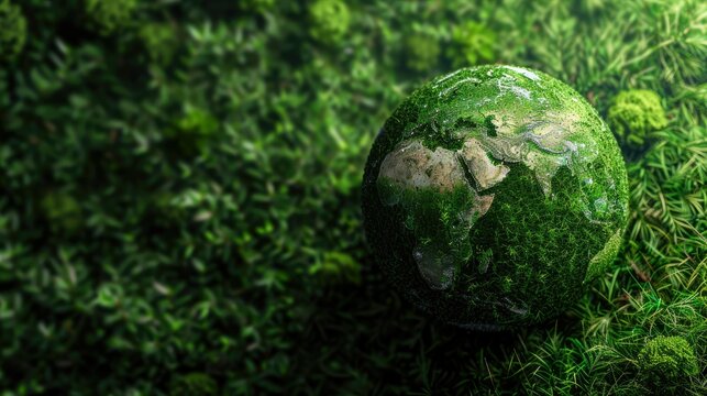 Ecology and environment concept with green planet Earth