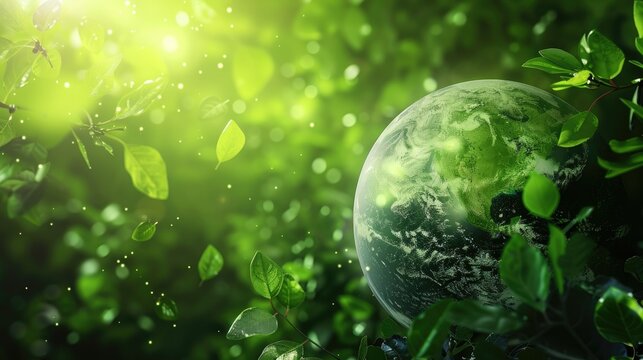Ecology and environment concept with green planet Earth