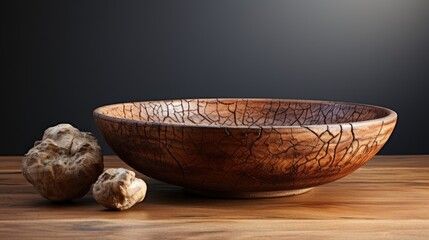 Wooden Bowl with Cracked Surface