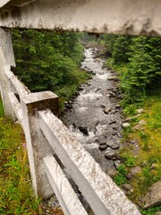 Tranquil river with greenery and stones