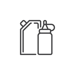 Sauce Bottle and Package line icon