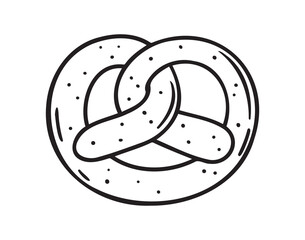 Pretzel doodle hand drawn icon. German pretzel traditional drawing clipart line isolated element.