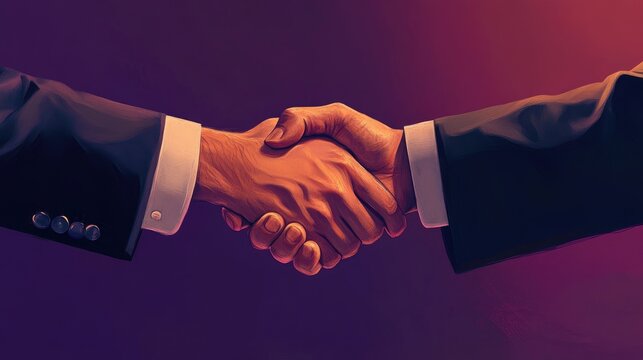 Two business hands, one light-skinned and one dark-skinned, engaged in a handshake symbolizing partnership and collaboration.