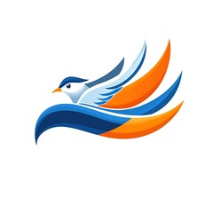Obraz premium Vibrant Abstract Bird Logo with Dynamic Wings and Sleek Design Symbolizing Freedom, Nature, and Creativity for Modern Brand Identity and Marketing Use
