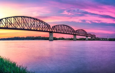 Bridge at Sunset with Vibrant Skies