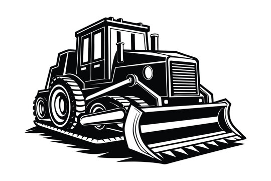 recommend clip art: Bulldozer Vector Illustration - Heavy Construction Equipment, Earthmover, Industrial Machine, Graphic Design