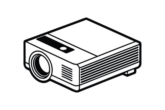black and white projector isometric view clip art preview