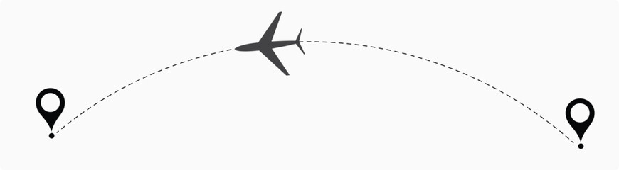  plane routes dotted paths aircraft travel route start point Flight route with start point and dash line