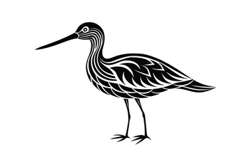 Curlew Bird Silhouette Vector - Wildlife, Nature, Wader, Minimalist, Elegant Black Outline Illustration