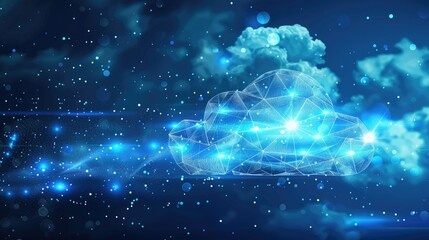 Digital data processing in the virtual cloud abstract background
