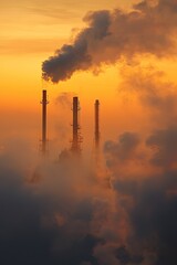 modern oil and gas production plant at dawn an industrial landscape with steam an energy power