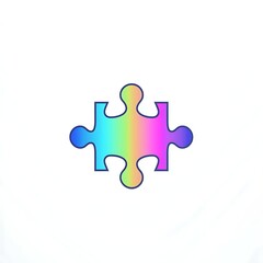 Fototapeta premium Colorful Gradient Puzzle Piece on White Background Symbolizing Problem-Solving, Creativity, and Teamwork in a Minimalist Style for Various Themes and Projects