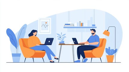 Modern Home Office Collaboration with Laptops