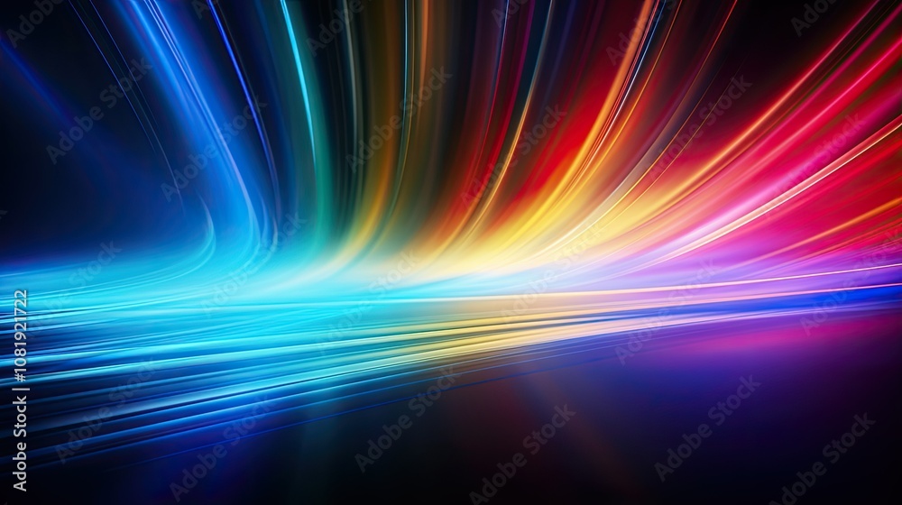 Poster abstract glowing background with vibrant streaks of light and color