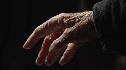 Fototapeta premium Close-up of an Elderly Hand Reaching Out