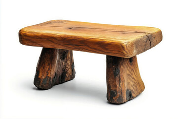 A wooden bench sitting on top of a white surface