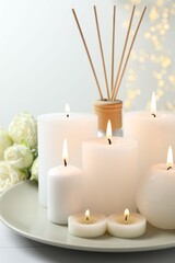 Beautiful composition with candles on the table