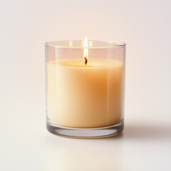 Softly Lit Candle in Glass Holder, Perfect for Cozy Ambiance