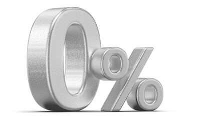 0 Percent Silver 3D Number