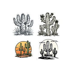 Fototapeta premium Cactus logo design vector vintage