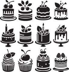 Birthday Icon, Cake icon silhouette