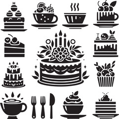 Birthday Icon, Cake icon silhouette
