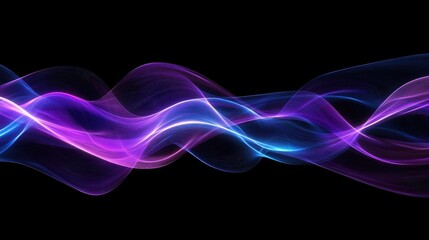Elegant and Colorful Light Waves in Motion Showcasing Fluidity and Rhythm against a Black Background for Abstract and Artistic Projects