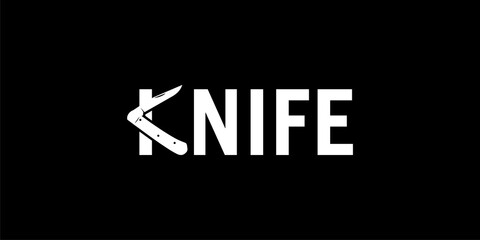 pocket knife logo simple typography Logo Icon Symbol Vector Design Template.