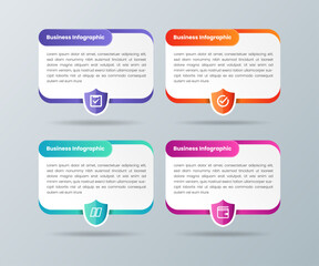collection of design business template infographic chart element with shield shape icon place for presentations. horizontal layout on grey gradient background.