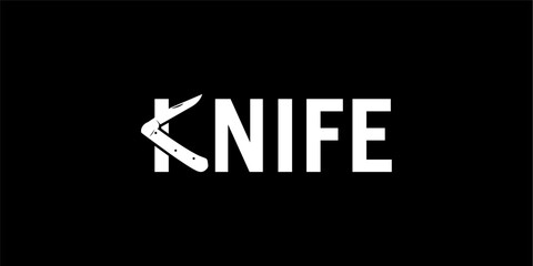 pocket knife logo simple typography Logo Icon Symbol Vector Design Template.